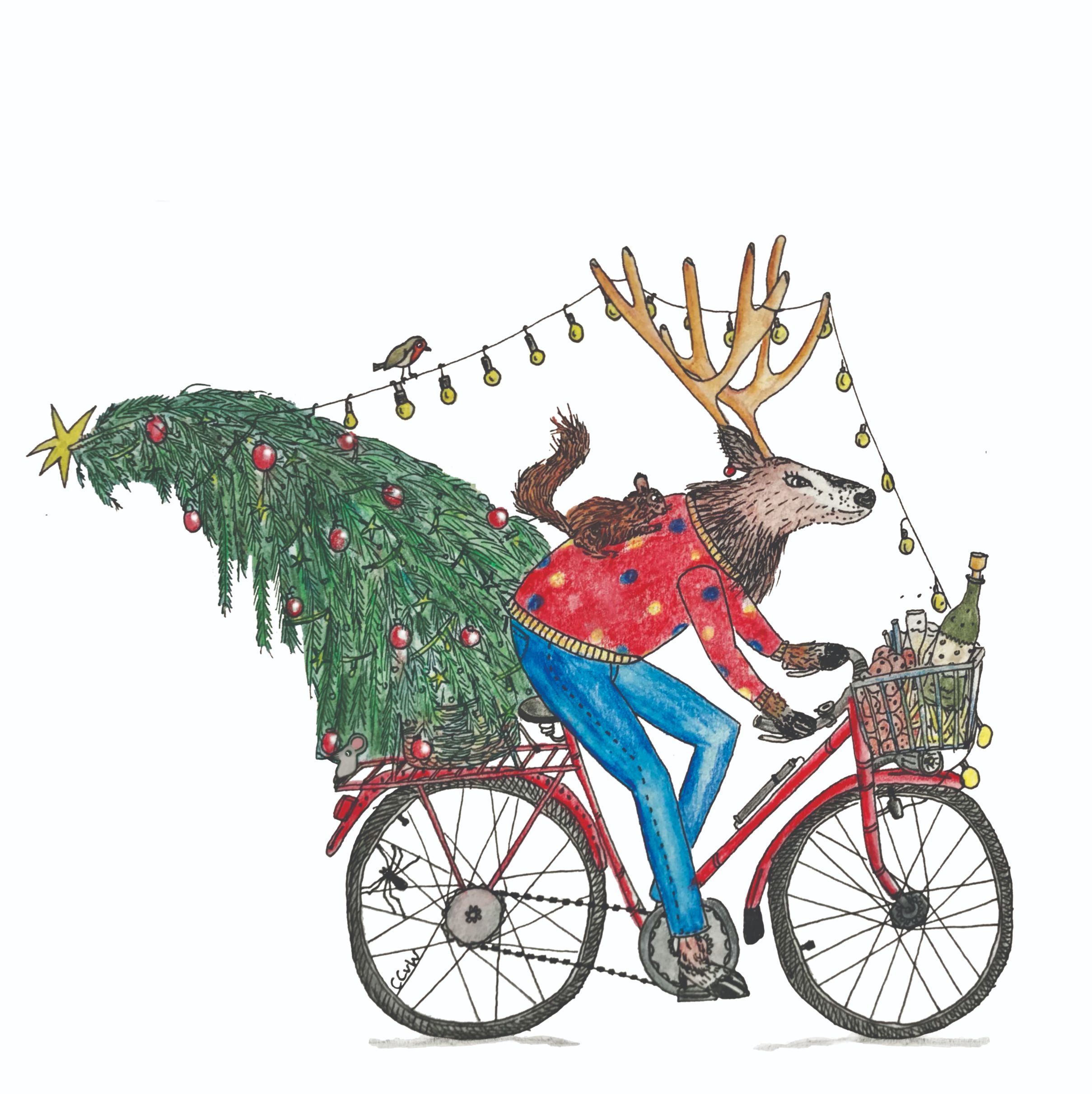Christmas bike ride card